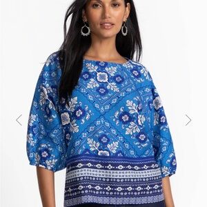 NWT Johnny Was Linen Boatneck Blouse in Ciena, Size XS